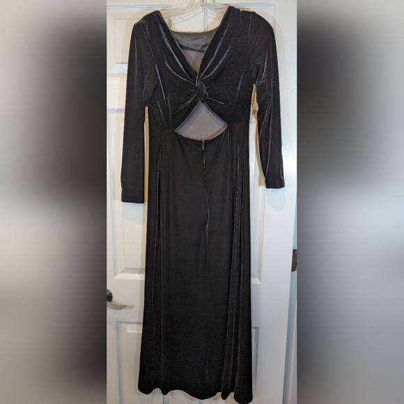 Ever Beauty black velvet long maxi bodycone dress w/open back whimsigoth size 6 - Picture 1 of 7